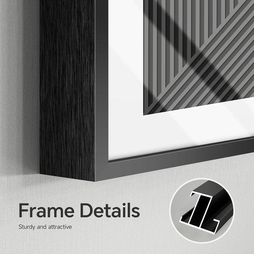 Framed Modern Black and White Abstract Wall Art | Set of 3 Minimalist Canvas Prints 24x36 Inch