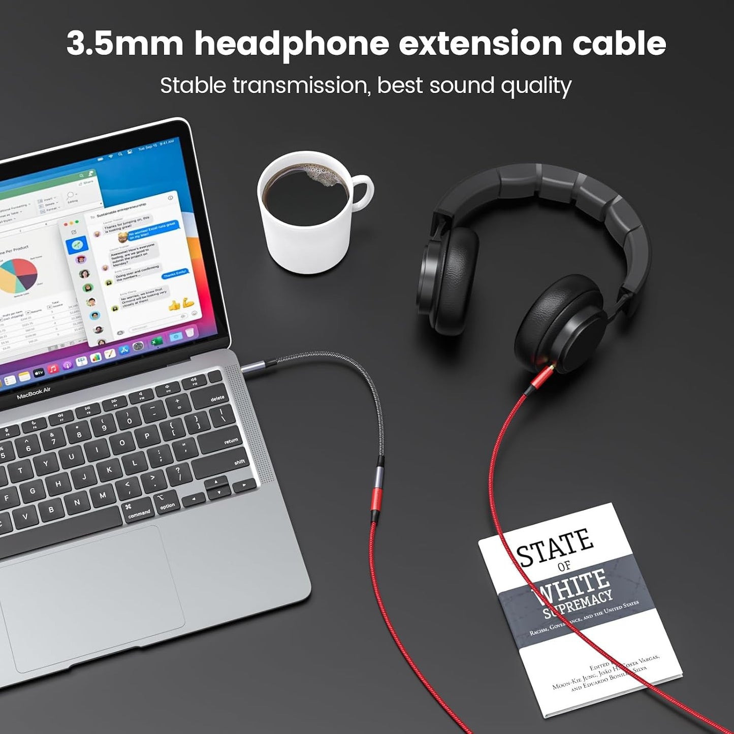 3.5mm 26.24FT/8M MOSWAG Extension Cable Audio Male to Female Stereo Extension Adapter Nylon Braided Cord Compatible