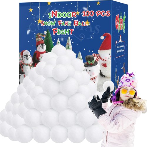 Homiar Snow Fake Balls - 100 Pack Soft Artificial Snow Toy Balls for Indoor & Outdoor Winter Fun