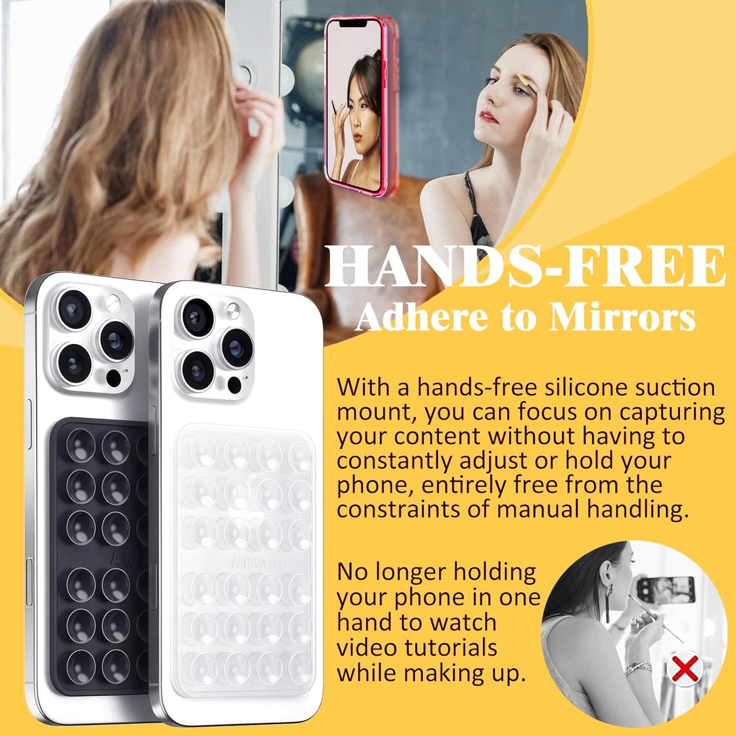 Anteel 4 Pack 2026 2.28"x3.46" Silicone Suction Phone Case Adhesive Mount, Upgraded Thickened & Enhanced Suction Power