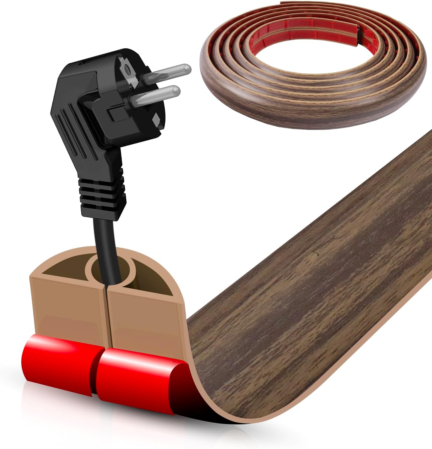 DBHXXMB-HH Hider,10FT Cavity:0.3"(W) 0.28"(H) Floor Cord Cover Self Adhesive Cord Cable Management, Extension Strip