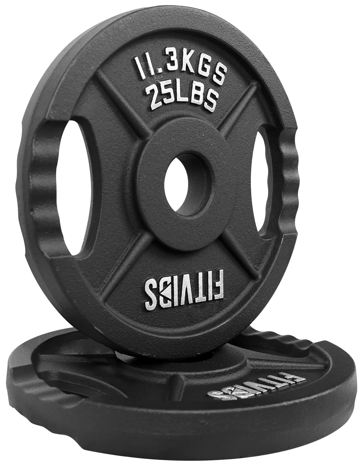 Olympic 2-Inch Cast Iron Plate Weight Plate for Strength Training and Weightlifting, Two Hole Style, 25LB Pair