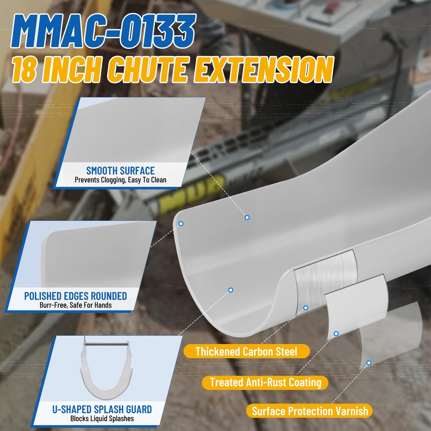 𝑼𝒑𝒈𝒓𝒂𝒅𝒆 MMXR-3221 Mud Mixer Set, MMAC-0123 Mud Mixer Hopper Extension and MMAC-0133 Chute Extension, Rust Resistant Heavy-Duty Steel, for Large Construction, 3-Yr Service