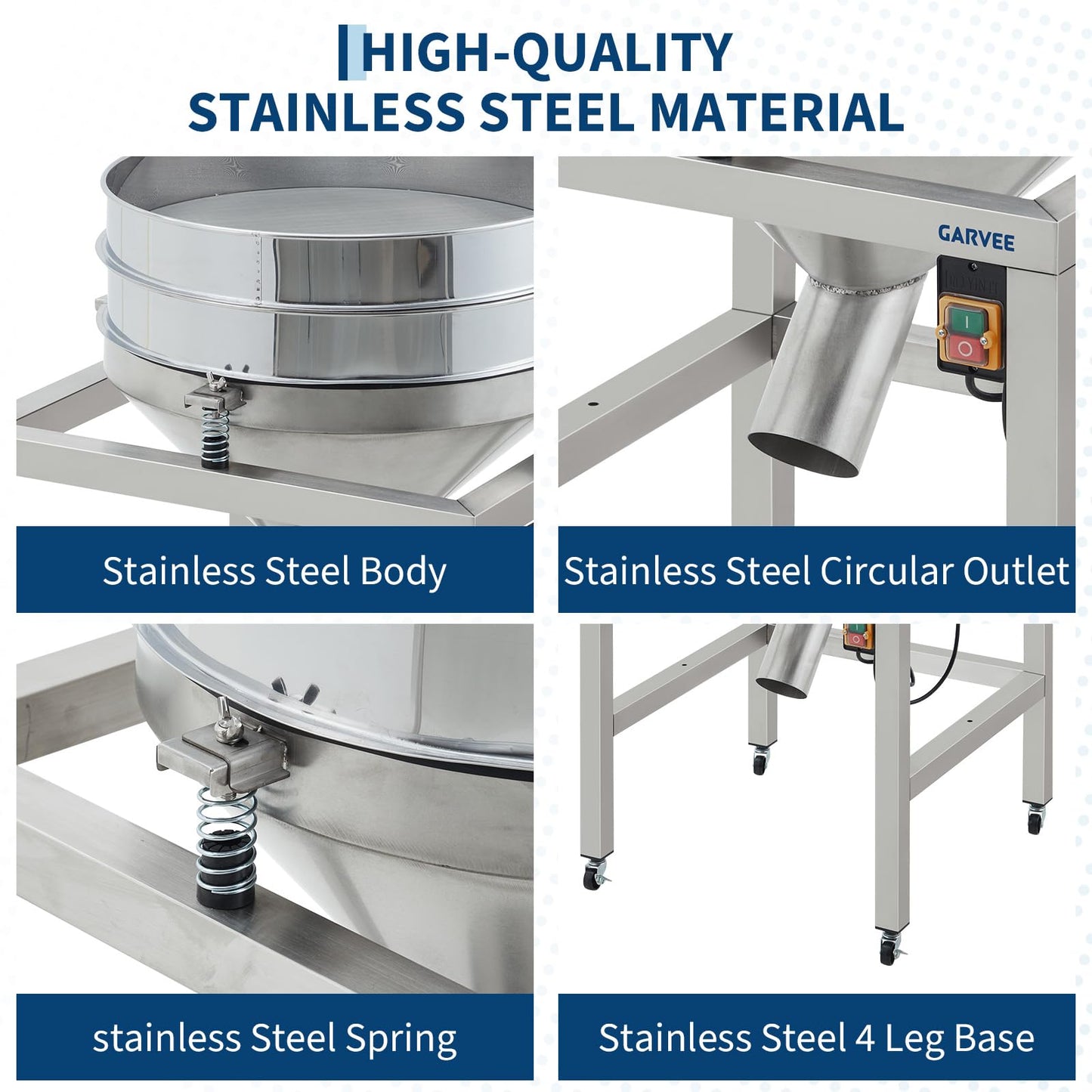 Automatic Powder Sifter Machine, Electric Flour Sieve Shaker with 40 Mesh & 100 Mesh Stainless Steel Screens, High-Speed Sifting Machine for Baking, Food