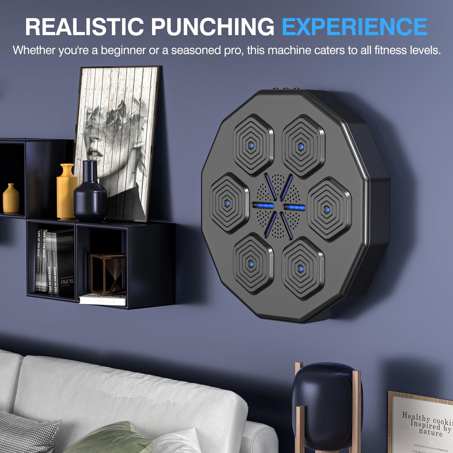 Beyn 2026 New Music Boxing Machine with Two Pairs of Gloves Upgraded 2.0 Smart Bluetooth Music Boxing Parent-Child Games Wall-Mounted Exercise Equipment for Home