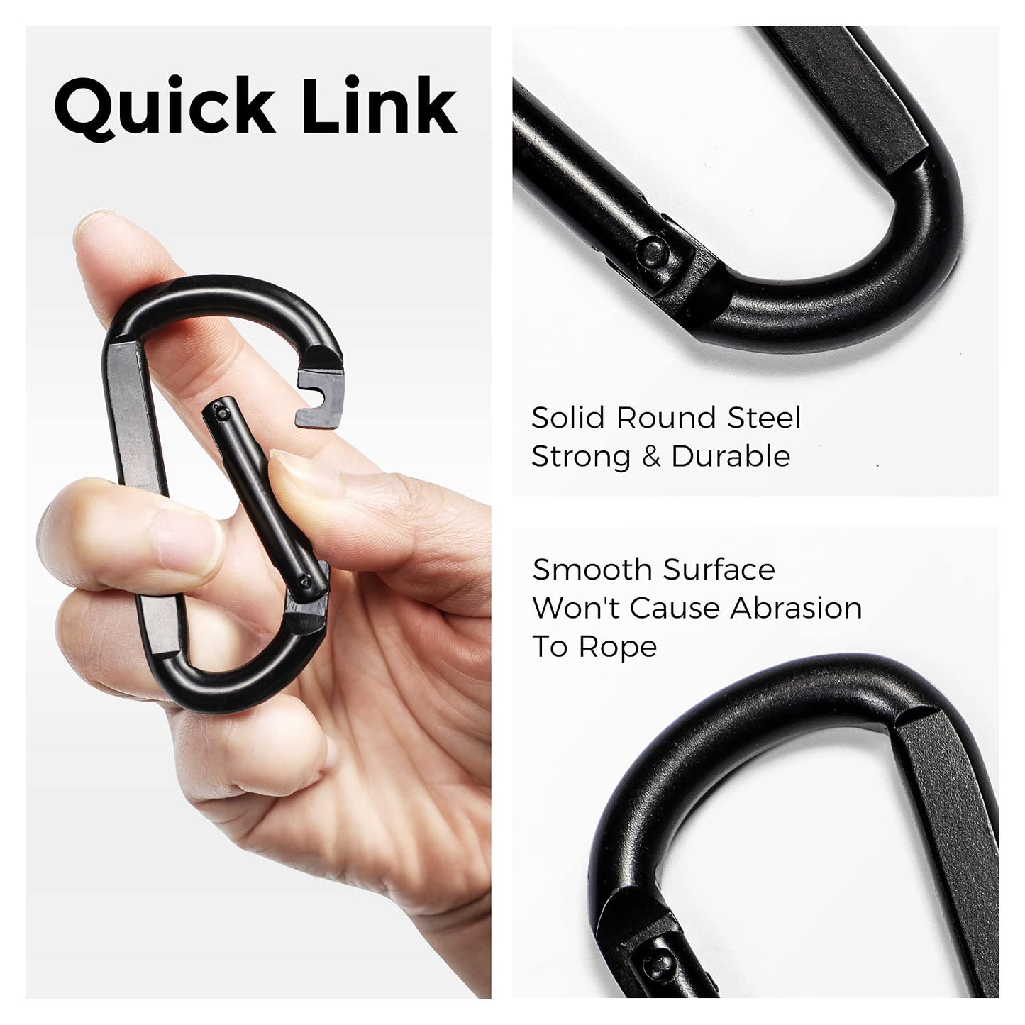 INNSTAR Cable Attachments for Gym, Heavy Cable Handles with Solid ABS Core Grips, D Handle Cable Attachment, Cable Machine Handles for Resistance Bands (Black Clips)