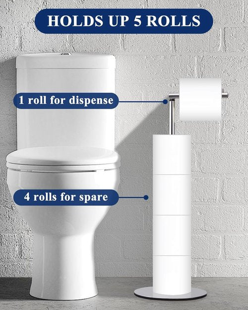 Housen Solutions Toilet Paper Holder Stand - Modern Free-Standing Design for 4 Rolls | Chrome Finish