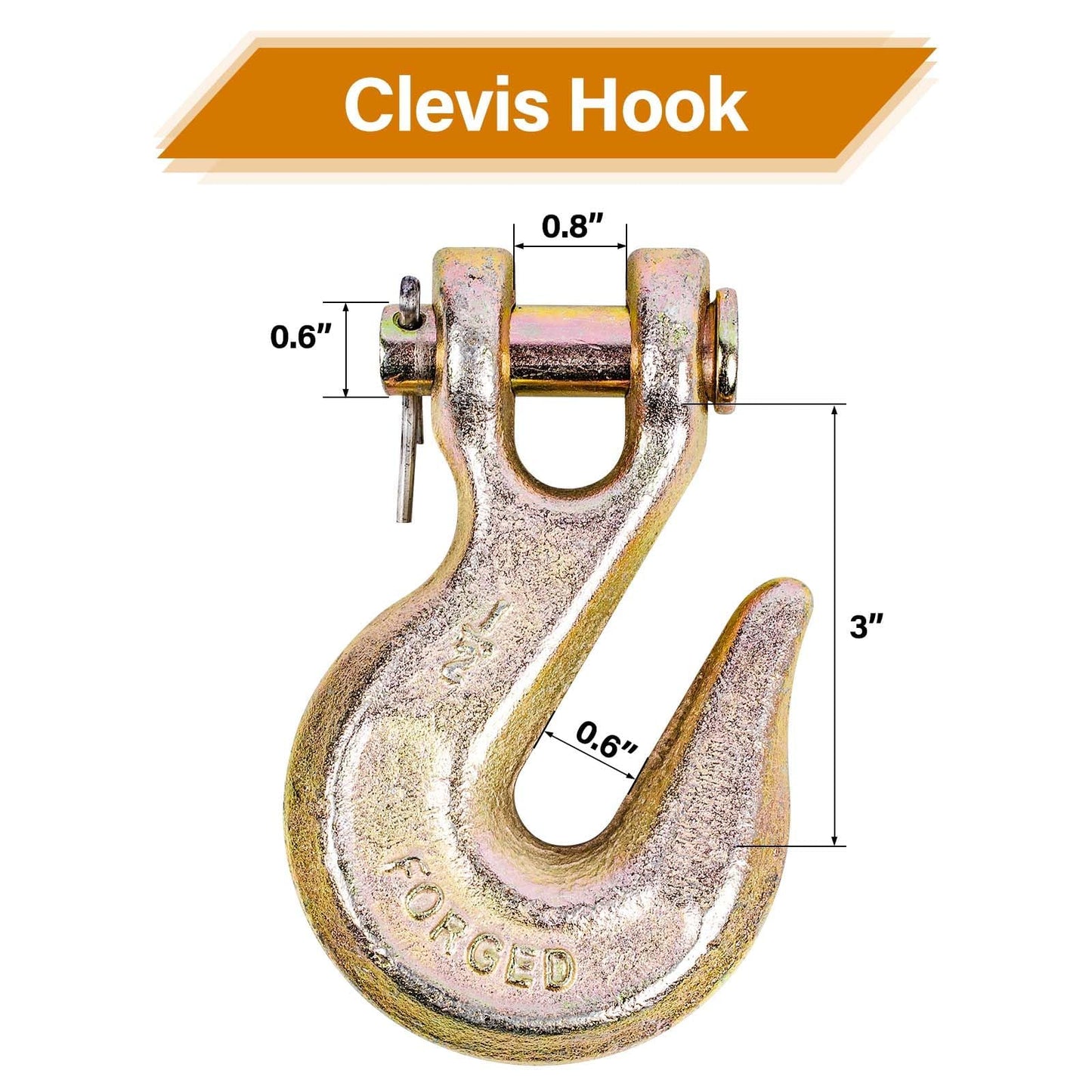 Lechansen 1/2'' G80 Chain Grab Hook Heavy Duty, 4 Pack Grade 80 Clevis Grab Hooks, 1/2" G80 Tow Hooks Zinc Plating, 12,000 Lbs Working Load Limit, Transport Chains Hook, Trailer Trucks Hook