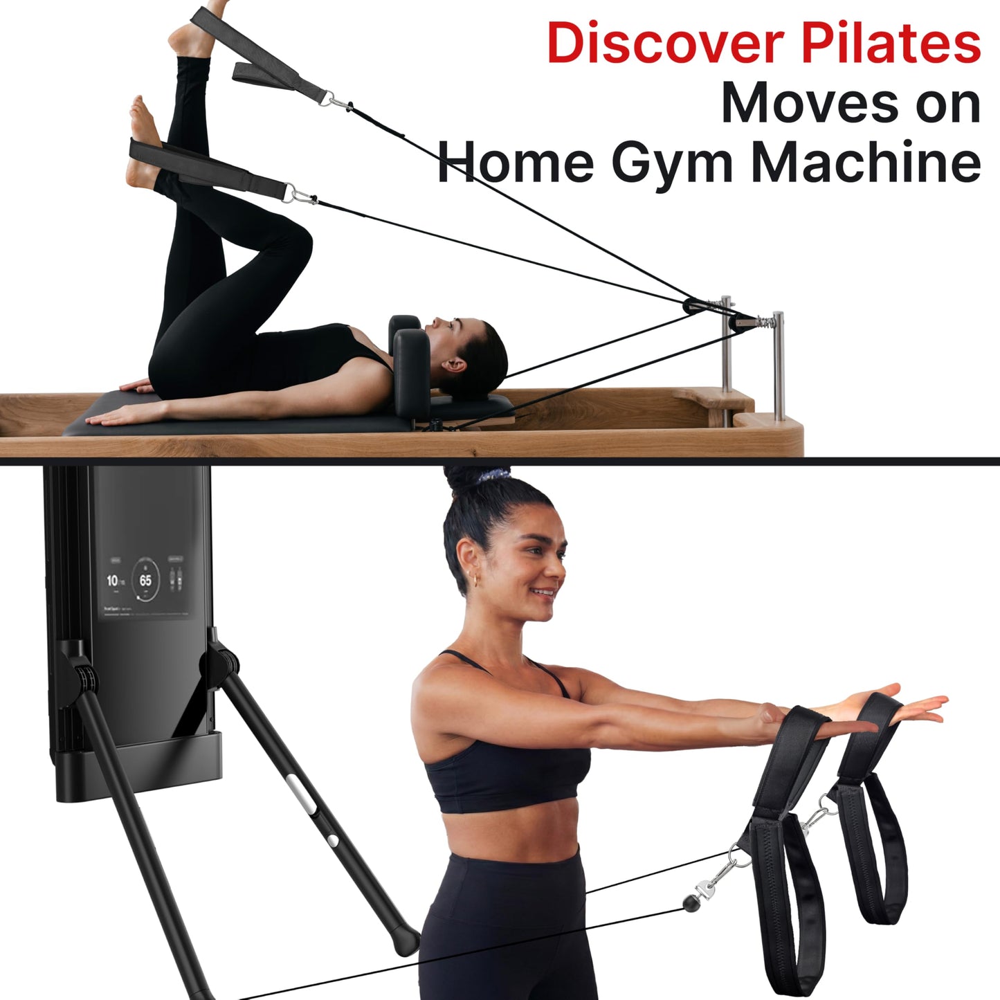 Potennbasee Pilates Loops Compatible with Tonal Smart Home Gym, Soft Pilates Straps for Reformer Machine, Double Loop Accessories with Sturdy Adapters, Enhanced Thickness Fitness Attachment (1 Pair)