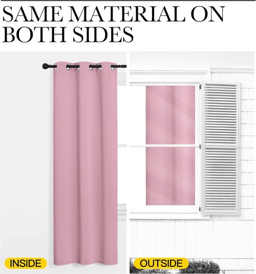 NICETOWN Blackout Curtains for Patio Glass Doors - Crystal Pink, 42" Wide x 90" Long, 1 Pair