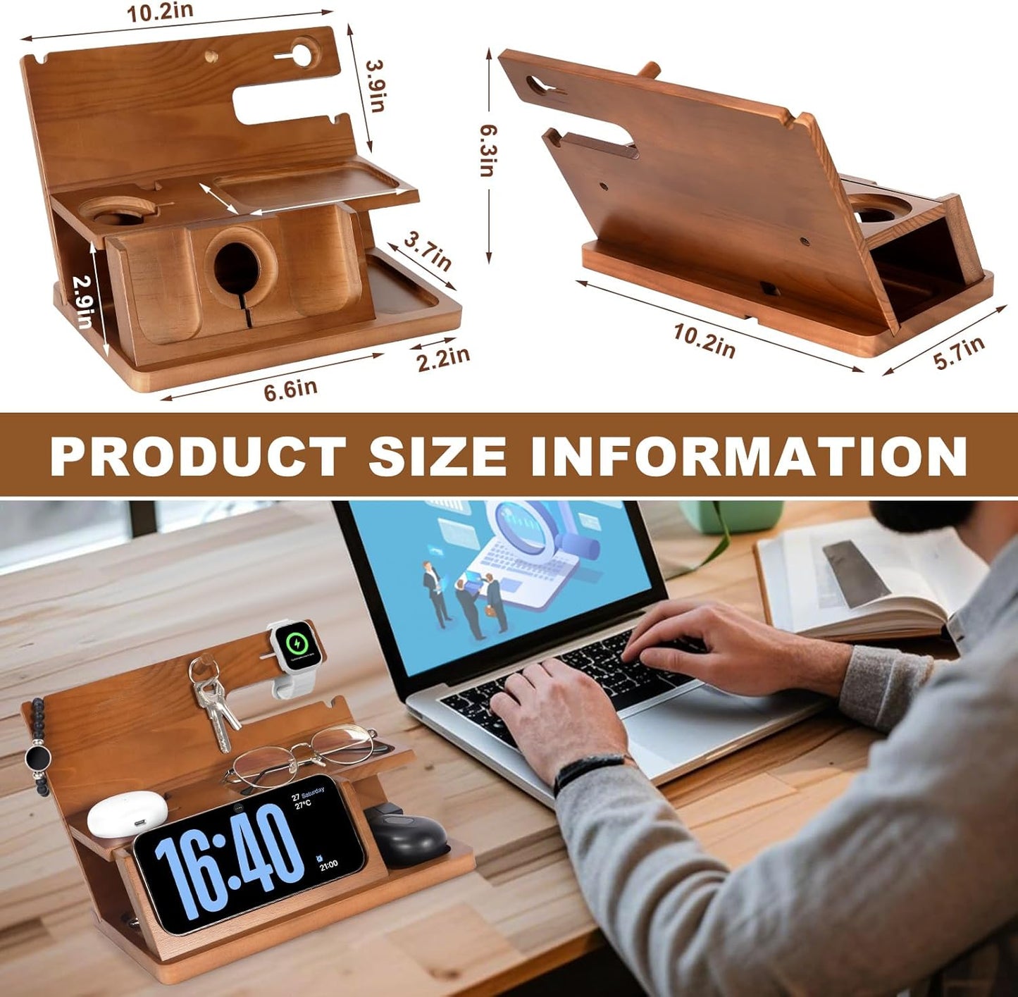 AliveByte 3-in-1 16 16/15/14/13/12 Gifts for Men Charging Stand Compatible with iPhone Charger Station, Nightstand