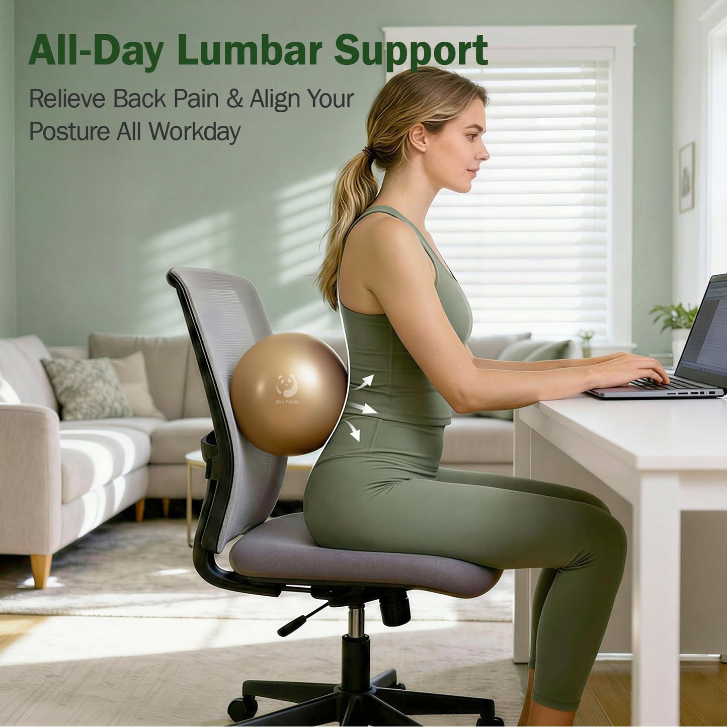 Slim Panda Pilates Ball, 9 Inch Small Exercise Ball, Anti Burst Mini Yoga Ball for Stability, Workout, Barre, Core Strength, Physical Therapy, Balance, Stretching