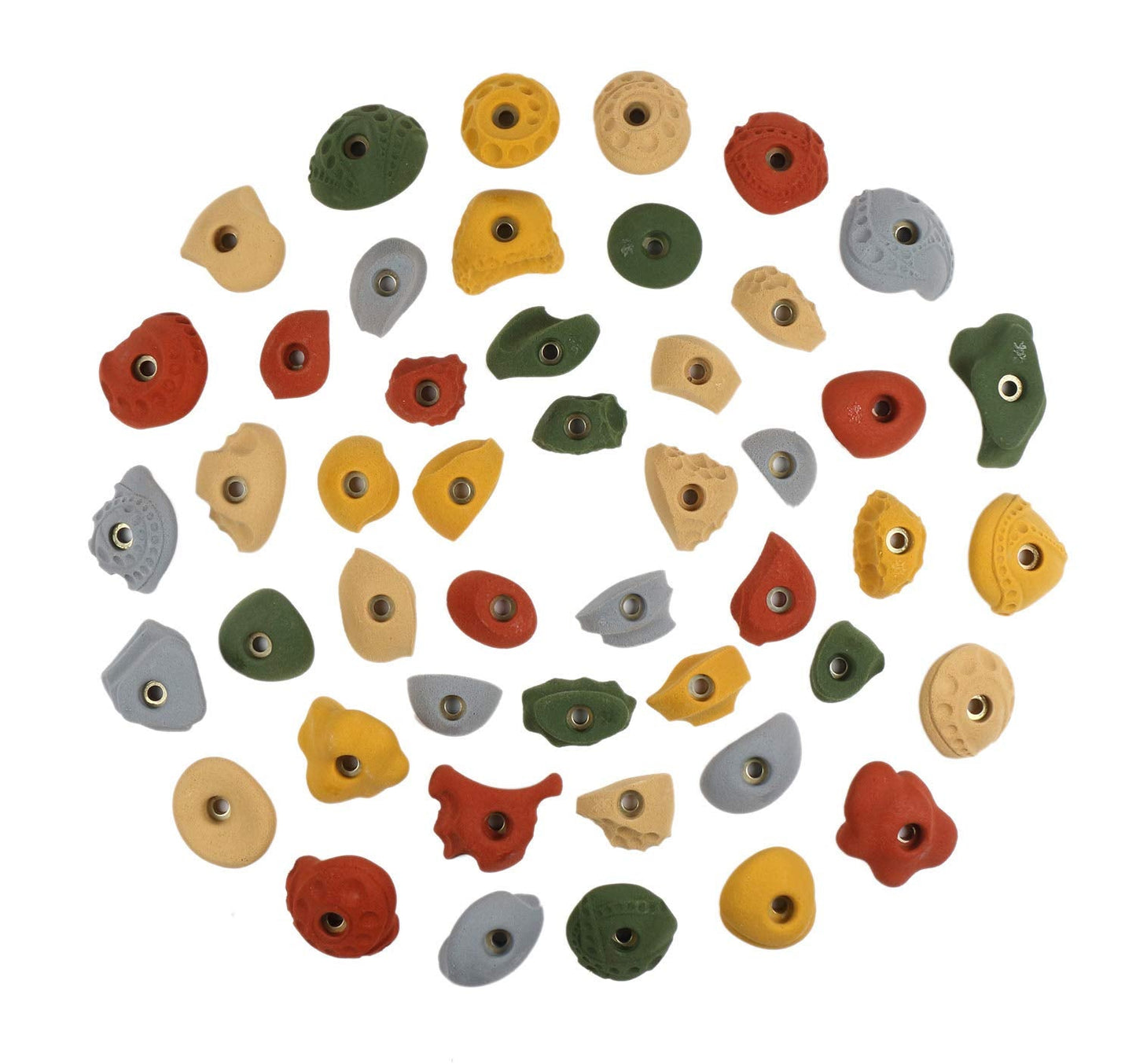 Atomik Climbing Holds 47 Bolt-On Kids Variety Holds in Assorted Earth Tones with Indoor Hardware