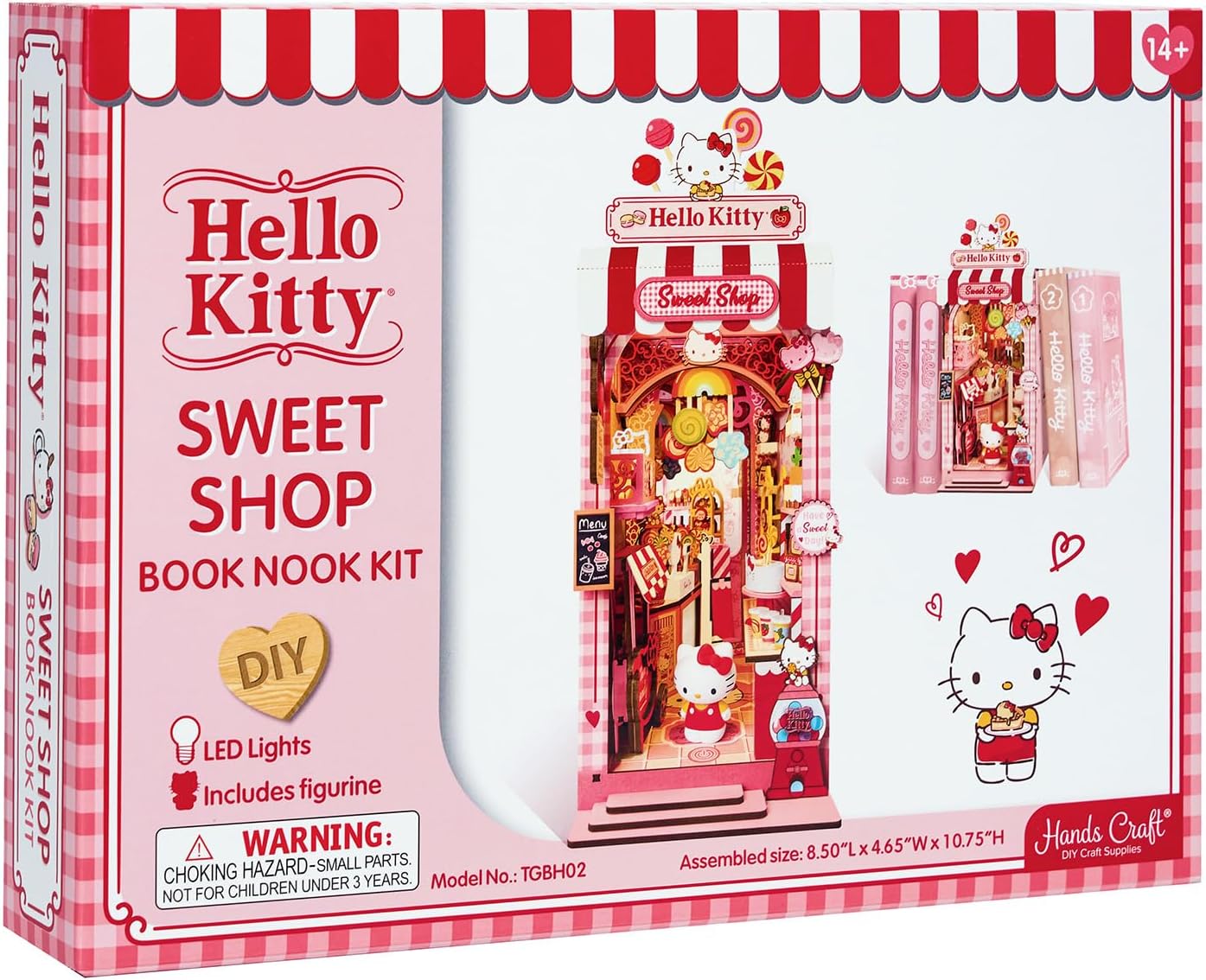 Sanrio Hello Kitty Sweet Shop Book Nook Kit - DIY Miniature Shelf Insert with Touch LED | 149-Piece 3D Puzzle for Kawaii Decor