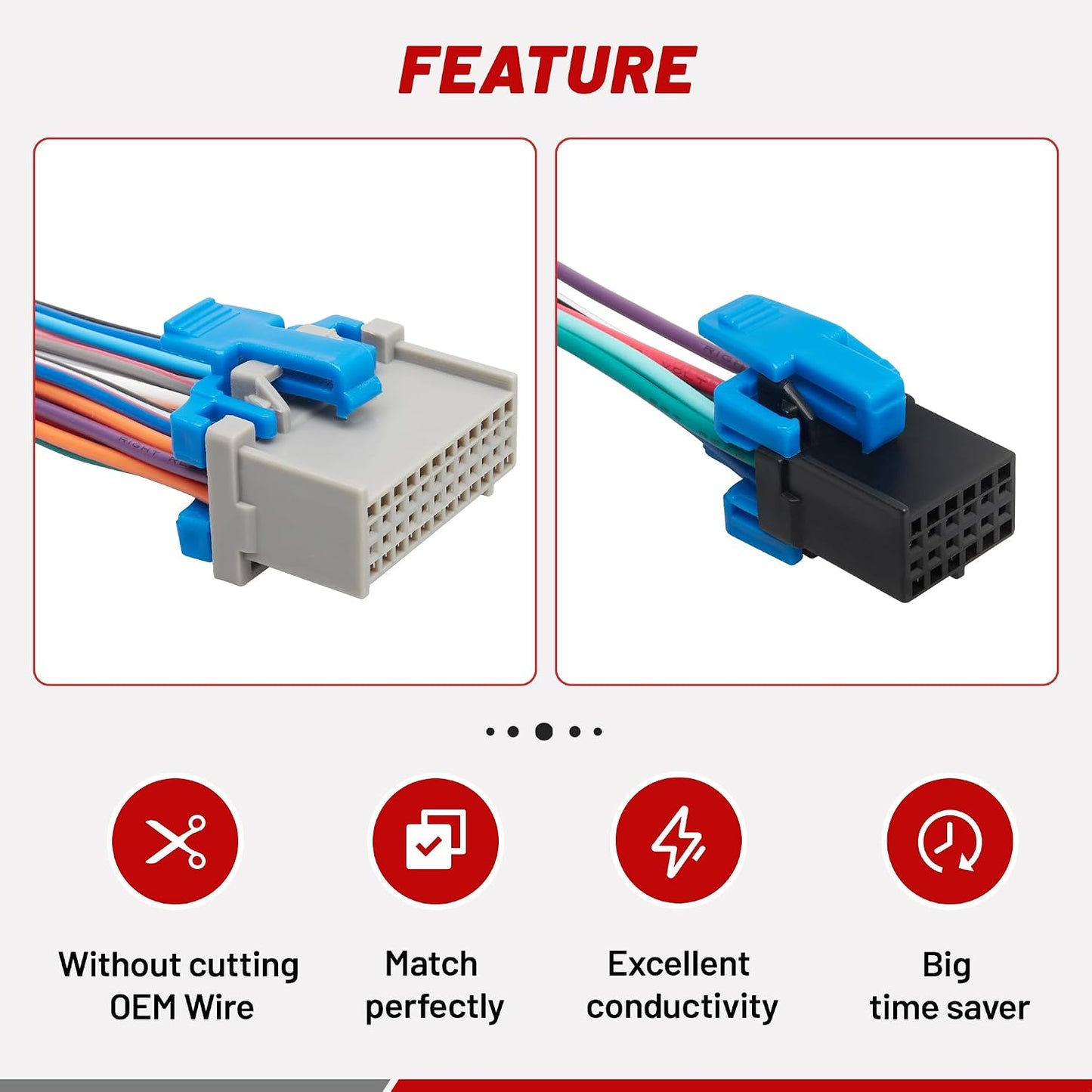 2002-2007 RED WOLF Car OE Radio Wire Harness Female Plug GM GMC Sierra Chevy Silverado Buick Cadillac Pontiac Replace