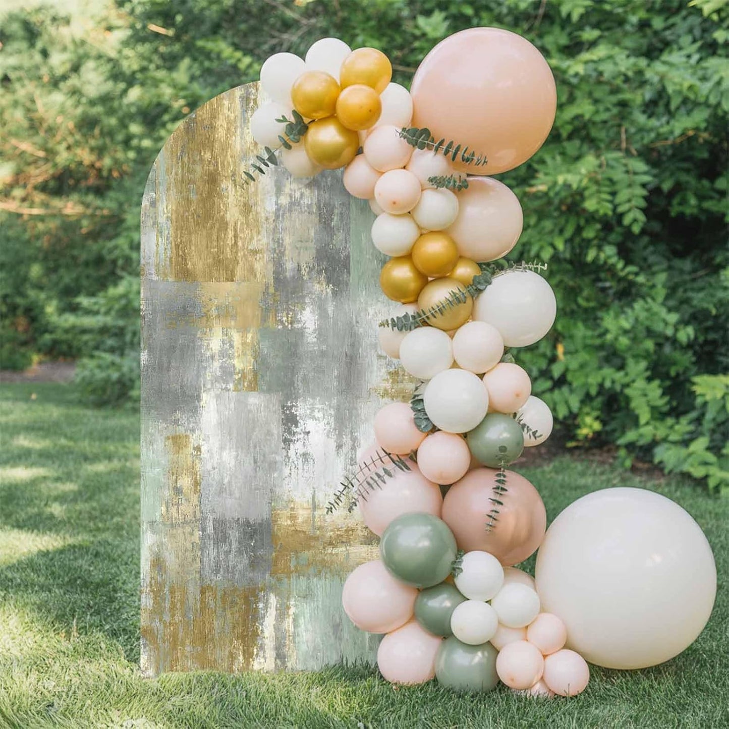 LFoveYuamer 6.6 Ft Arch Backdrop Cover, Yellow Sage Green Grey Decorative Wedding Arch Covers Spandex Fitted, Modern