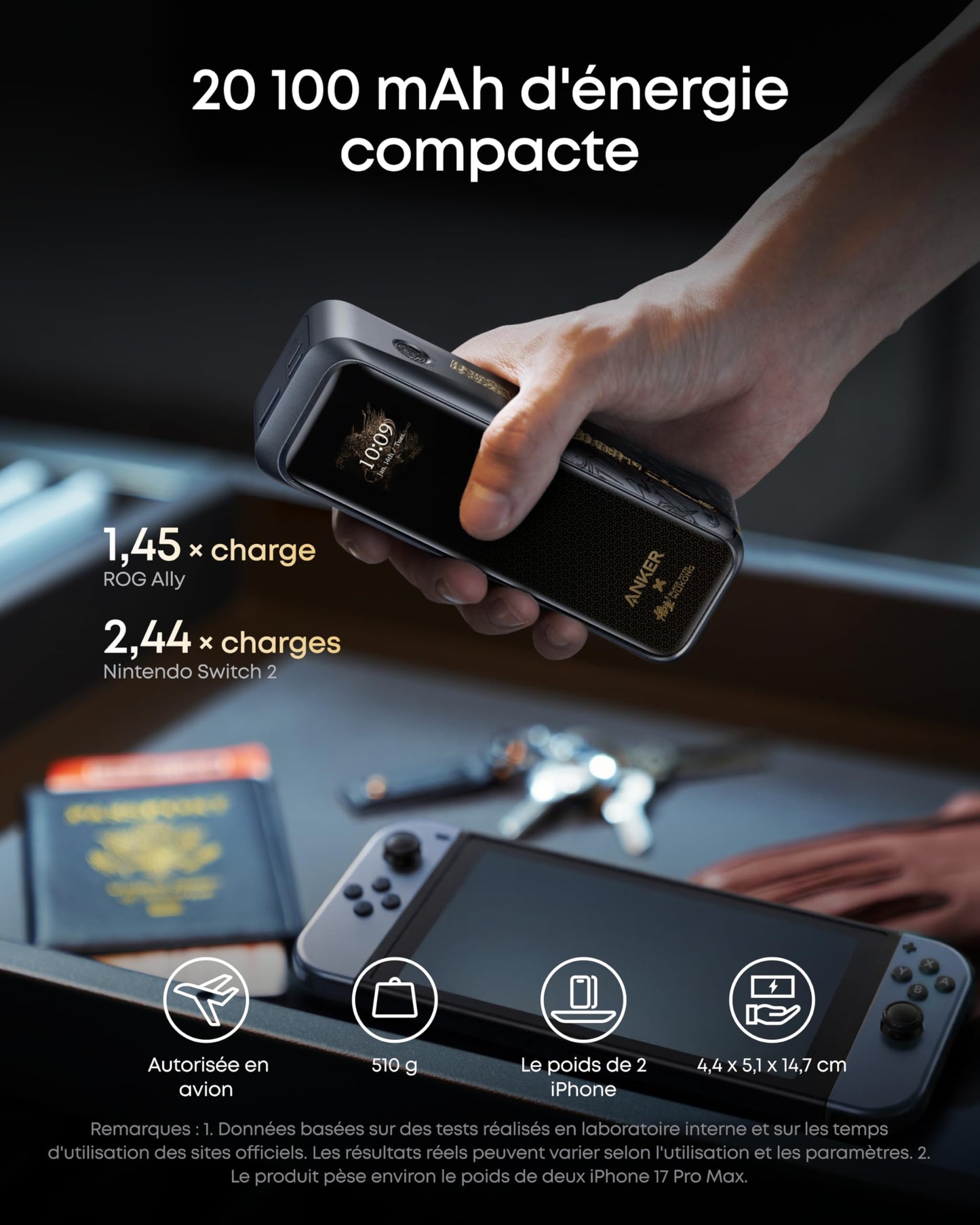 Anker Prime Power Bank Black Myth: Wukong Edition, 20,100mAh 3-Port Portable Charger with 220W, Two-Way Power, TSA-Approved, App Control, for MacBook, iPhone 17/16 Series, and More (Base Not Included)