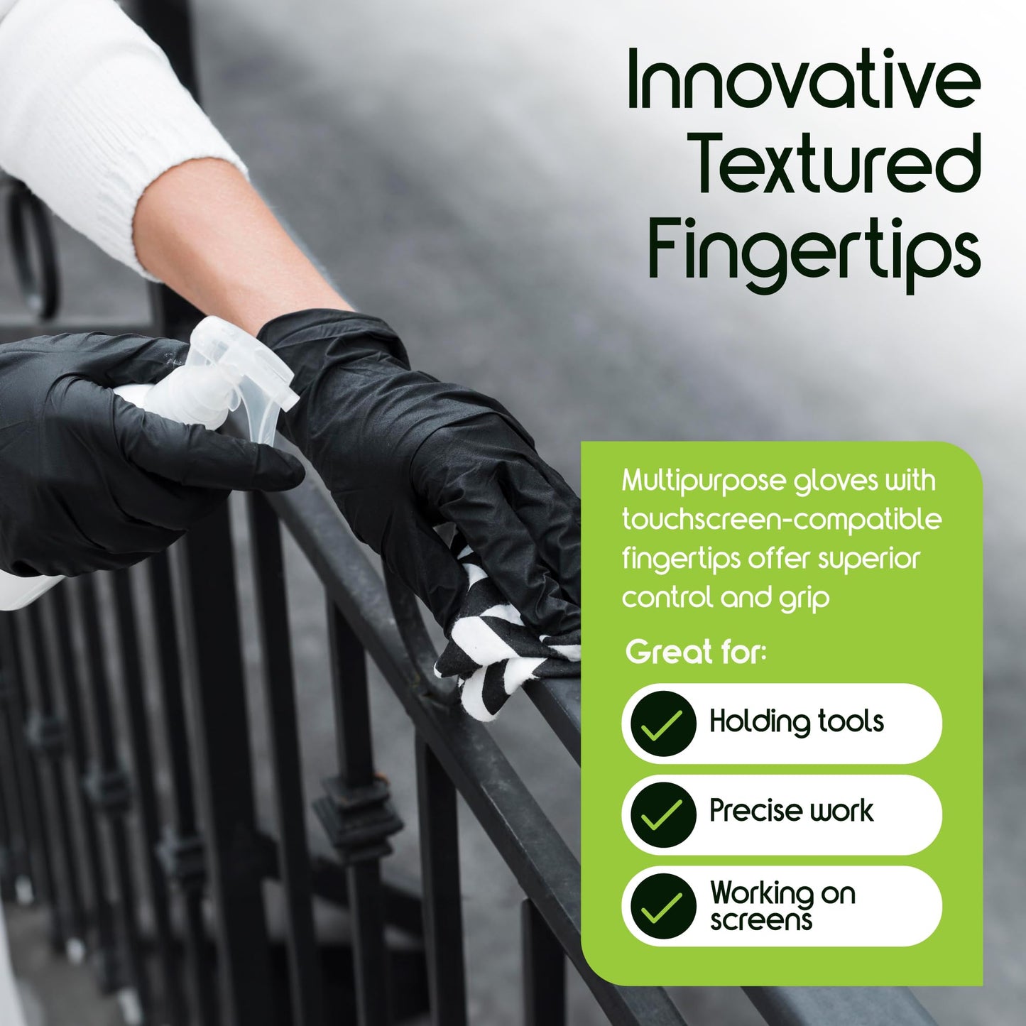 Inspire Black Nitrile Disposable Gloves | 4.5 Nitrile Disposable Safety Medical Cleaning Gloves (Black - Box Of 100, Large)