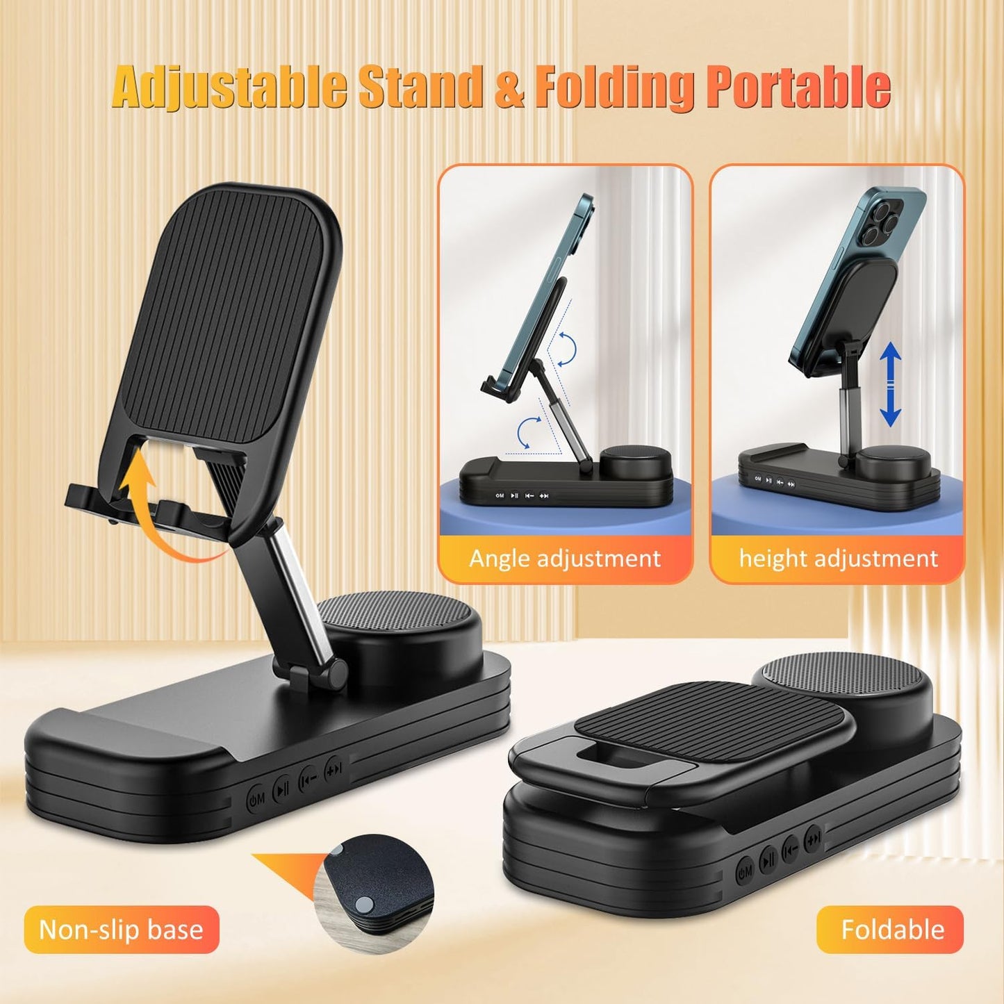 LBSC Wireless Bluetooth Speaker with Phone Stand, Cool Gadgets for Men, Birthday Gifts for Teen Boys, Portable Mobile