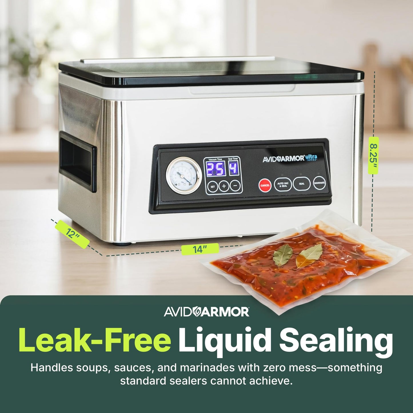 Avid Armor Chamber Vacuum Sealer Machine USV20 Ultra Series for Wet Foods, Meat Vacuum Packing Machine, Compact with 11.5-Inch Vaccum Sealer Bar
