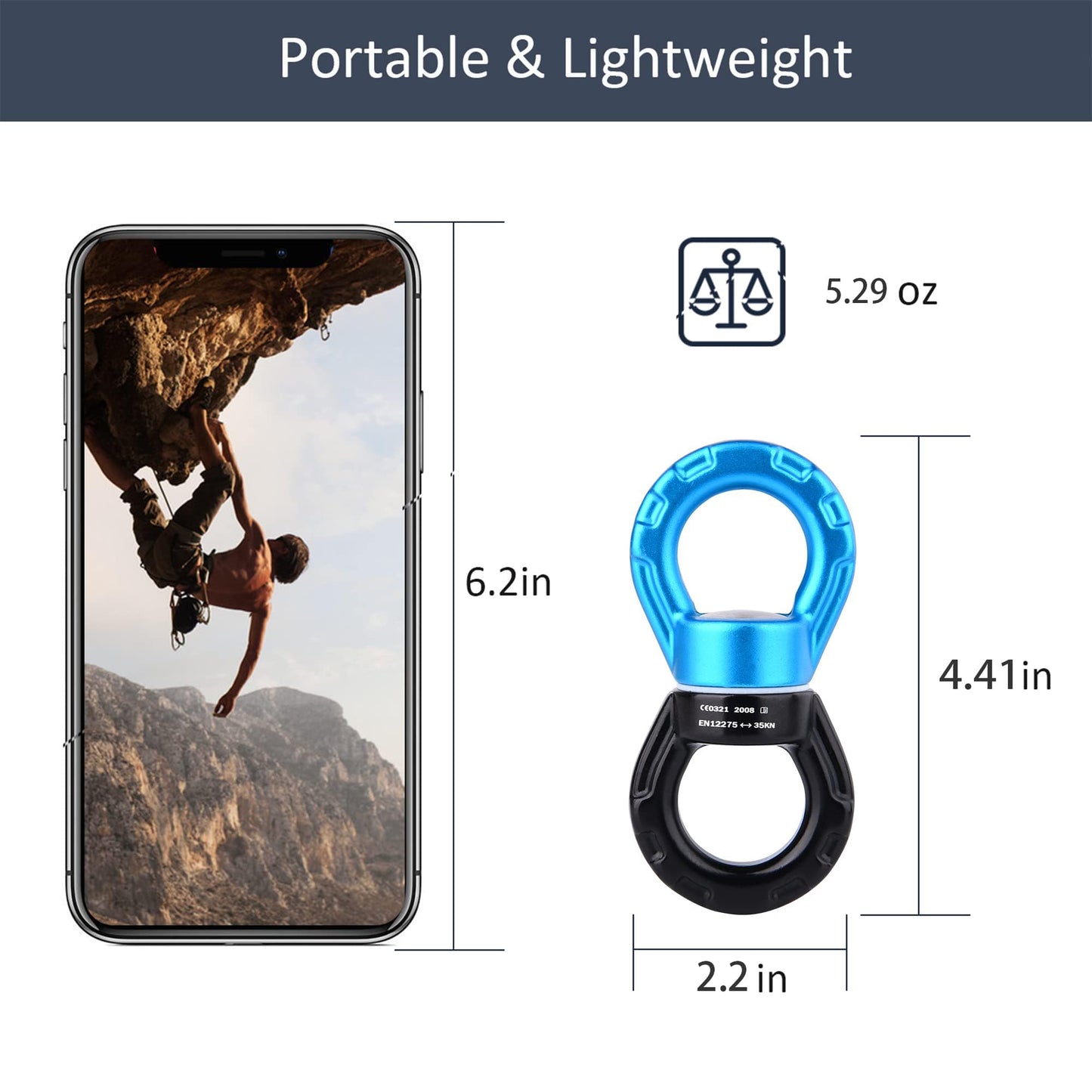 PACEARTH Swing Swivel 35KN Breaking Strength 360° Rotator Safety Rotational Device Hanging Accessory for Rock Climbing, Hanging Hammock, Web Tree Swing, Aerial Dance, Children's Swing Spinner Hanger