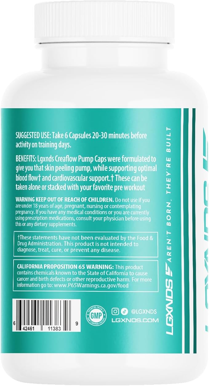 Creaflow Stim-Free Creatine Pills | Support Muscle Gain, Performance, Strength and Workout Recovery | Pre Workout Supplement for Men & Women | 180 Capsules, 30 Servings