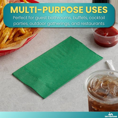 Green Dinner Napkins | Disposable 2-Ply Paper Napkins - 15" x 17", 250 Count Pack