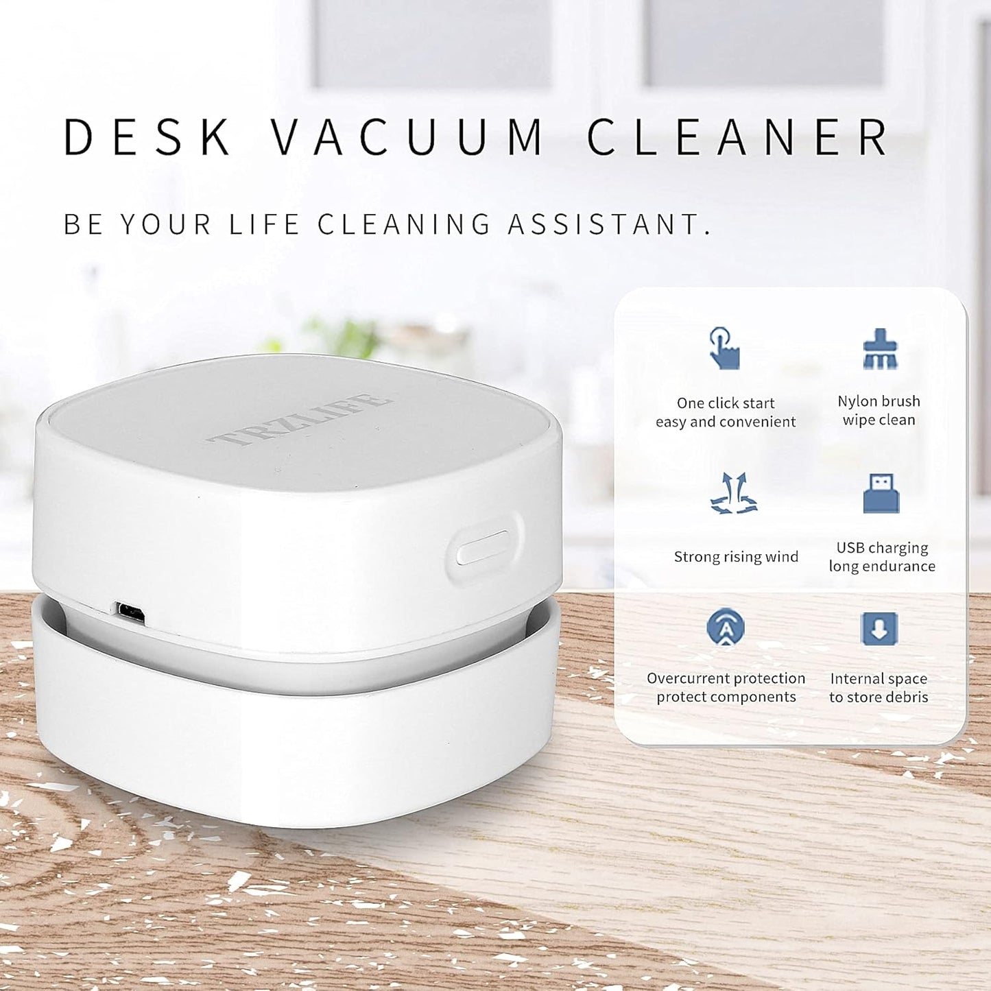 2 Countertop, TRZLIFE Mini Desk Vacuum, AA Battery Powered Must-Have Office Accessory for Crumbs and Tiny Debris from