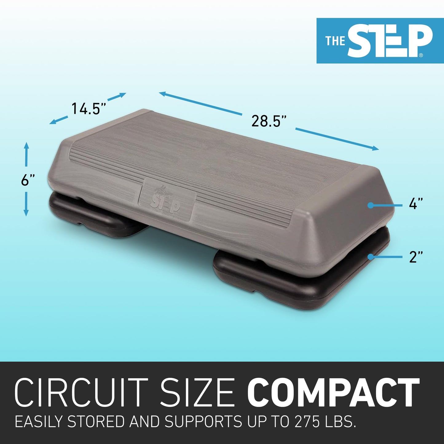 Freestyle STEP Exercise Step Platform, Circuit Size Stepper for Exercise at Home with 4 Stackable Risers for Height Adjustments