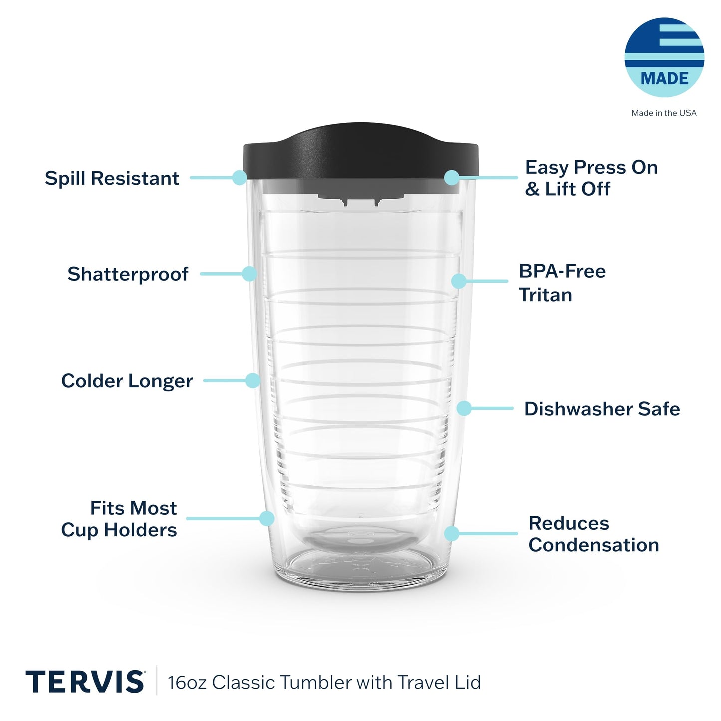 Tervis Made in USA Double Walled NHL Washington Capitals Insulated Tumbler Cup Keeps Drinks Cold & Hot, 16oz, Primary Logo