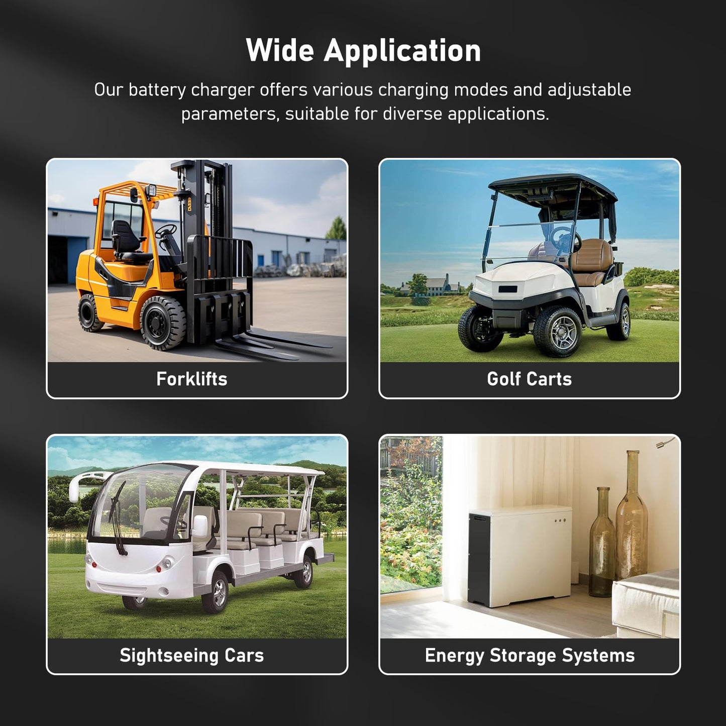 Beleeb 48V 50A Adjustable Battery Charger, Intelligent Charger for Lead-Acid & LiFePO4 Lithium Batteries, 240V AC Hardwired Charger for Forklifts, Golf Carts, Sightseeing Cars, Energy Storage Systems