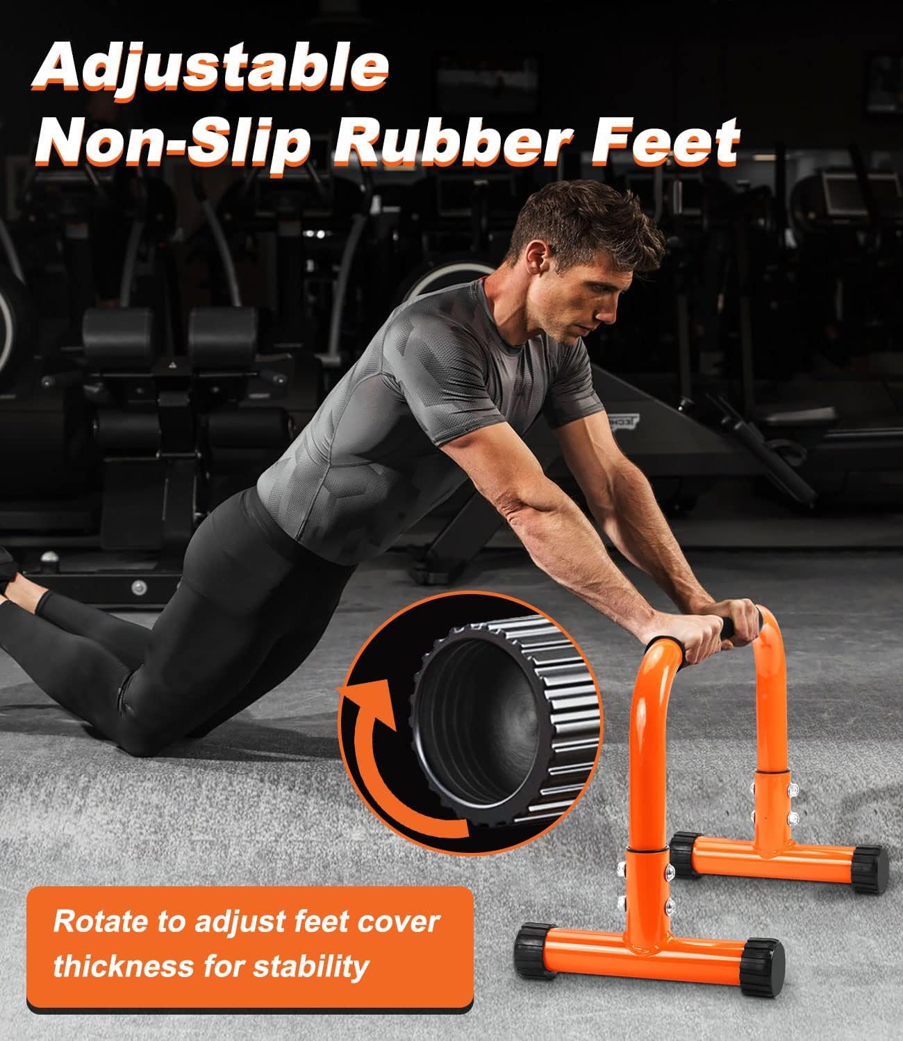 TABEKE Push Up Bar, 12 Inch High Non-Slip Parallettes Bars & Dip Bars With Foam Handles, Heavy-Duty No Wobbling Calisthenics Equipment For Handstand, L-Sit, Gymnastics, Strength Training Home Gym Use