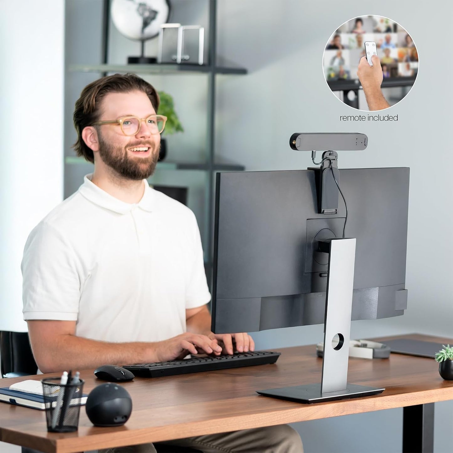 Life Finds LF-WL1 Webcam Light for Streaming on Monitor or Laptop, Freestanding Video Conference Lighting, Black