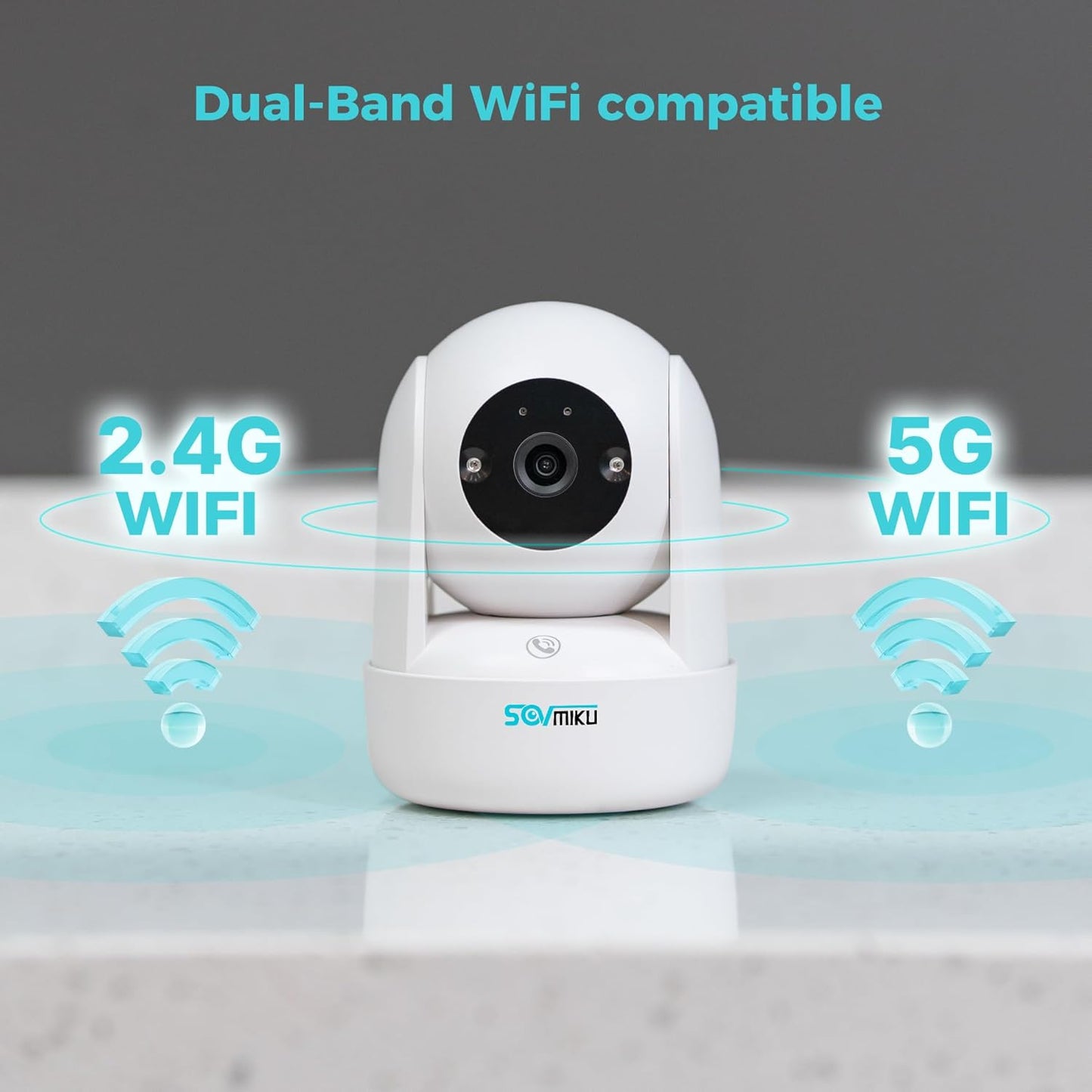 SOVMIKU CB2 2K 5GHz 360 Setup, 180 Vicohome Indoor Camera, Wi-Fi, Plug-in, AI Tracking, Home Security, Pet/Baby