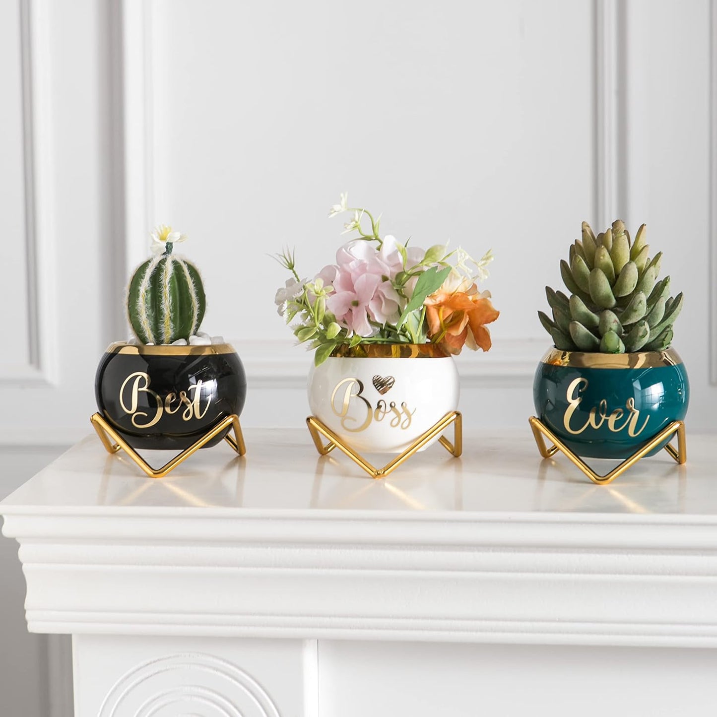 PeraBella Boss Gifts for Women | Thoughtful Succulent Pots - Perfect for Boss's Day & Birthdays - 3 Pcs