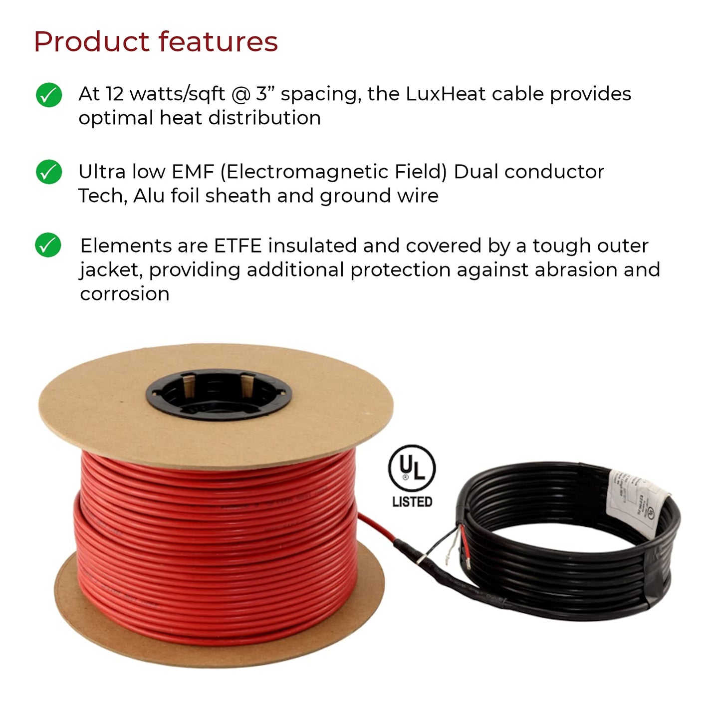 LuxHeat 200sqft Floor Heating Cable Kit - 240v Infloor Heat Kit for Tile - Heated Flooring System Includes UDG4 Programmable Thermostat w/GFCI, Heating Cable, Strapping, Floor Sensor & Alarm