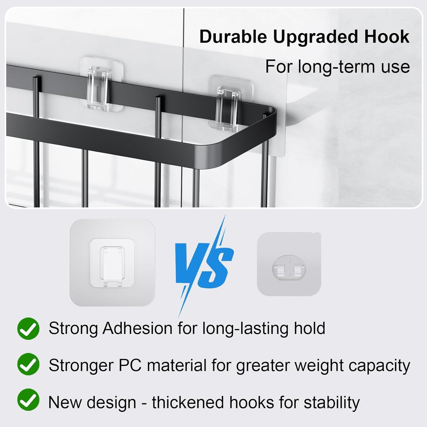 Skiennix Shower Caddy Hooks - 14 Pack Transparent Waterproof Adhesive Wall Hooks | No Drilling Required