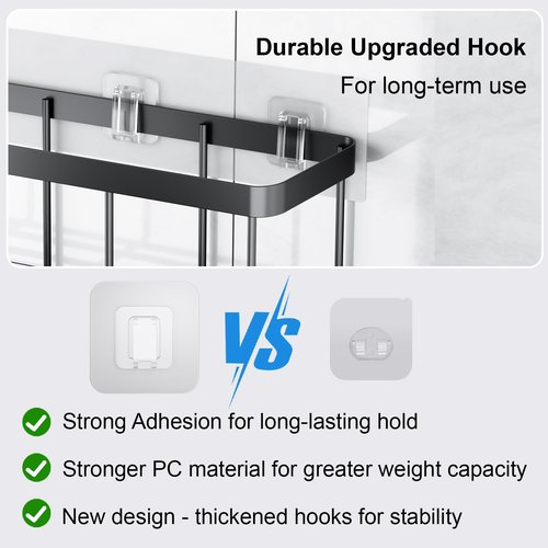 Lsnisni 3 Pack Shower Caddy Adhesive Replacement, Waterproof Shower Shelf Adhesive Strips, Strong Adhesive Flat Hooks for Bathroom Storage Shelves and Kitchen Racks No Drilling, Clear