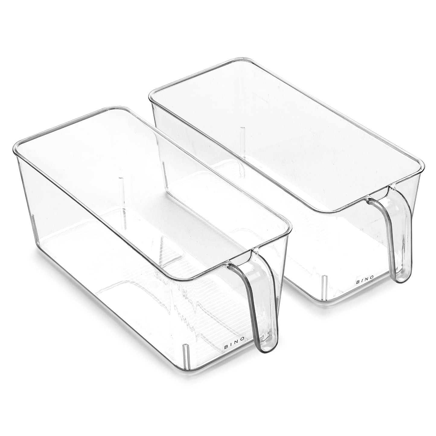 BINO l Plastic Storage Bins l THE HOLDER COLLECTION l 2-Pack, Large Multi-Use Clear Containers for Organizing with Built-in Handles l Pantry Organization & Storage l Kitchen Organizer l Storage Bins