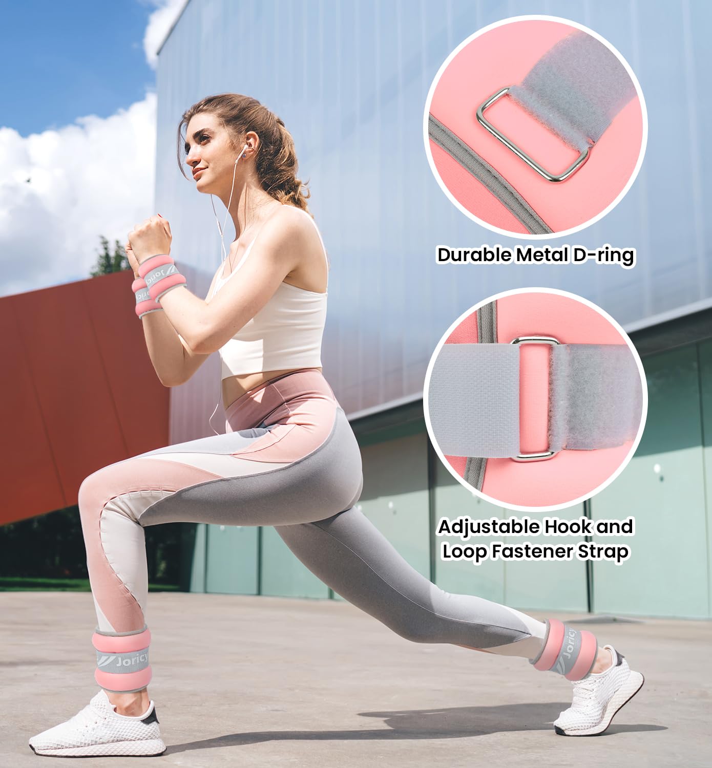 Ankle Weights, Wrist Leg Arm Weights for Women Men Kids with Adjustable Straps, Strength Training Weighted for Jogging, Running, Walking, Fitness, Gym Workout - 2LBS Pair (1 LB Each Weight), Light