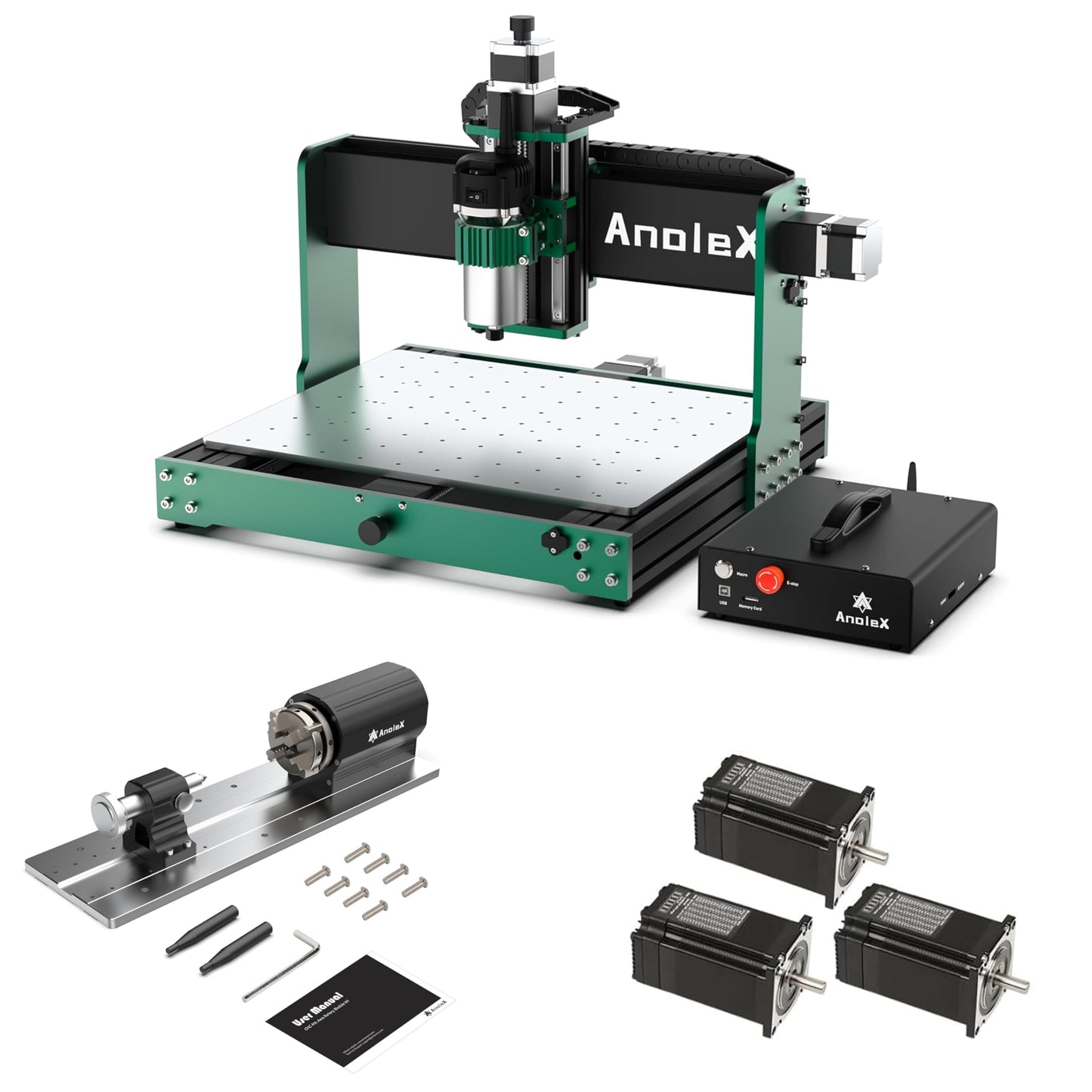 AnoleX CNC Router 4030-Evo Ultra 2 with 4th Axis Rotary Module and Closed Loop Stepper Motor