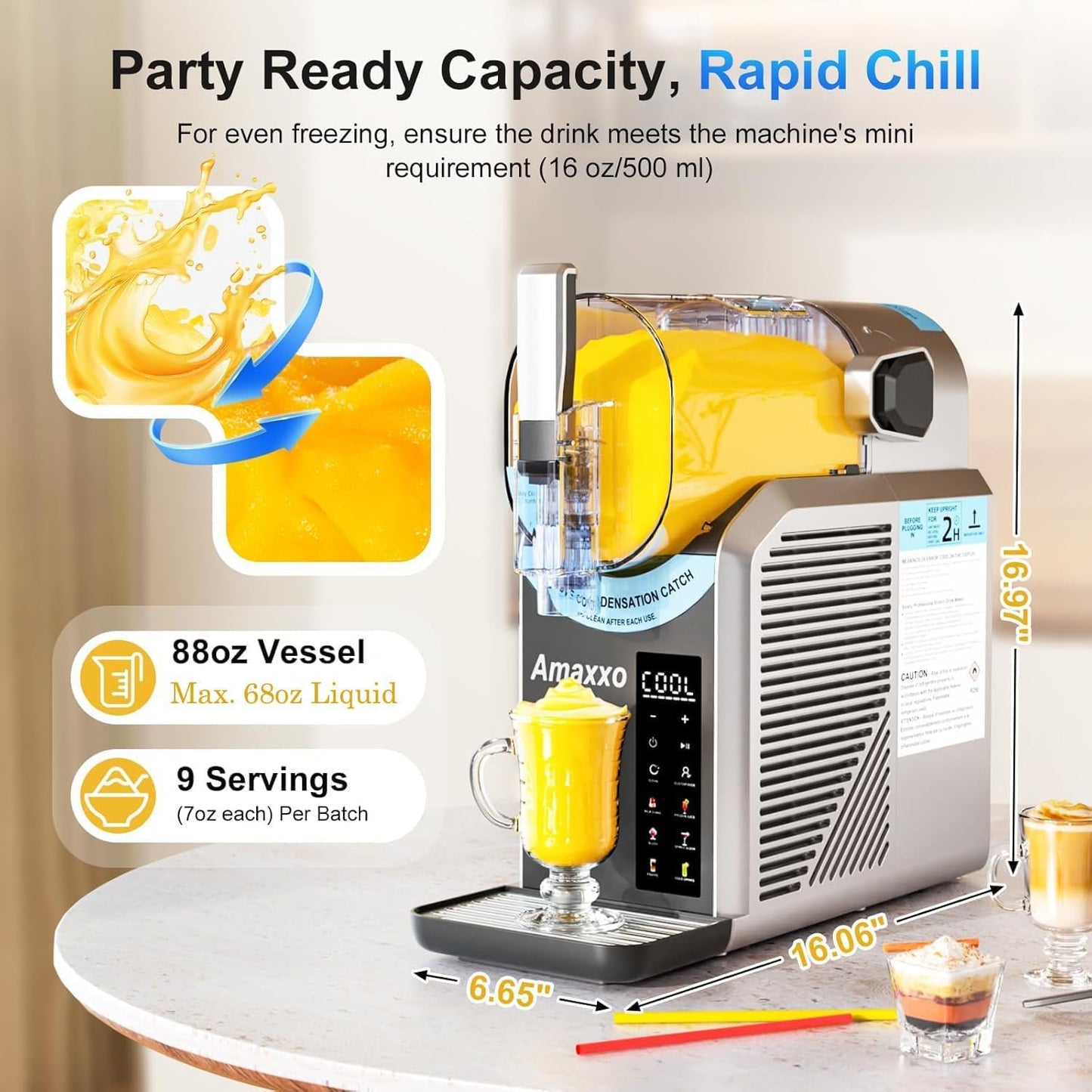 Slushie Machine for Home 15-60Mins - 88oz Slushy Machine Maker No Ice Needed Self Cleaning, Frozen Drink Machine, 7 Preset Programs for Margarita, Frappés, Milkshakes, Soda, Fruit Juice Slushies