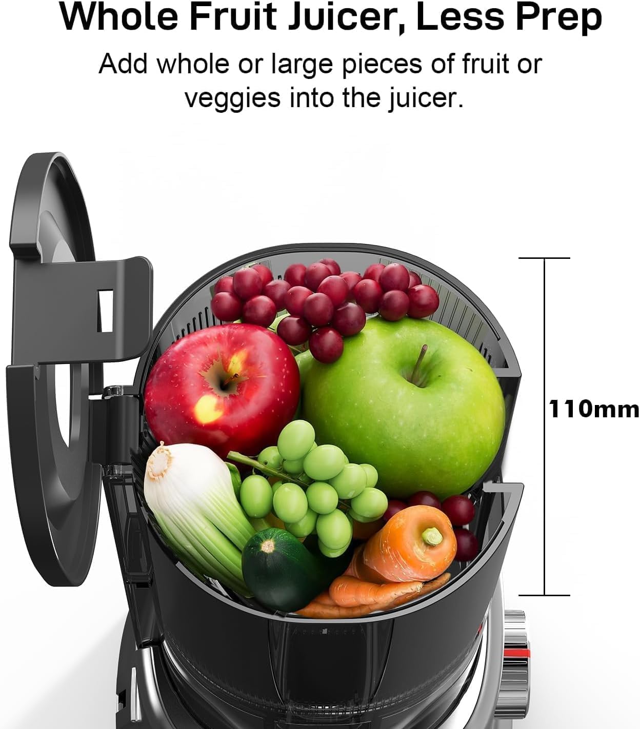 SIFENE Cold Press Juicer, 4" Wide Feed Chute Masticating Juicer with 63RPM Slow Grind, High Juice Yield Fruit & Vegetable Juicer Machine, Easy to Clean with Reverse Function, BPA-Free, Gray