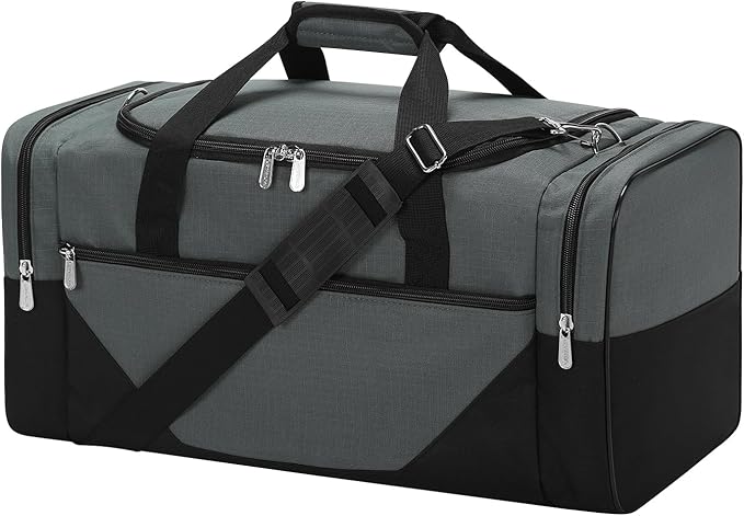 Gym Bag Sport Duffle Bag for Men - 21 in Weekender Travel Bag with Trolley Sleeve (Gray)