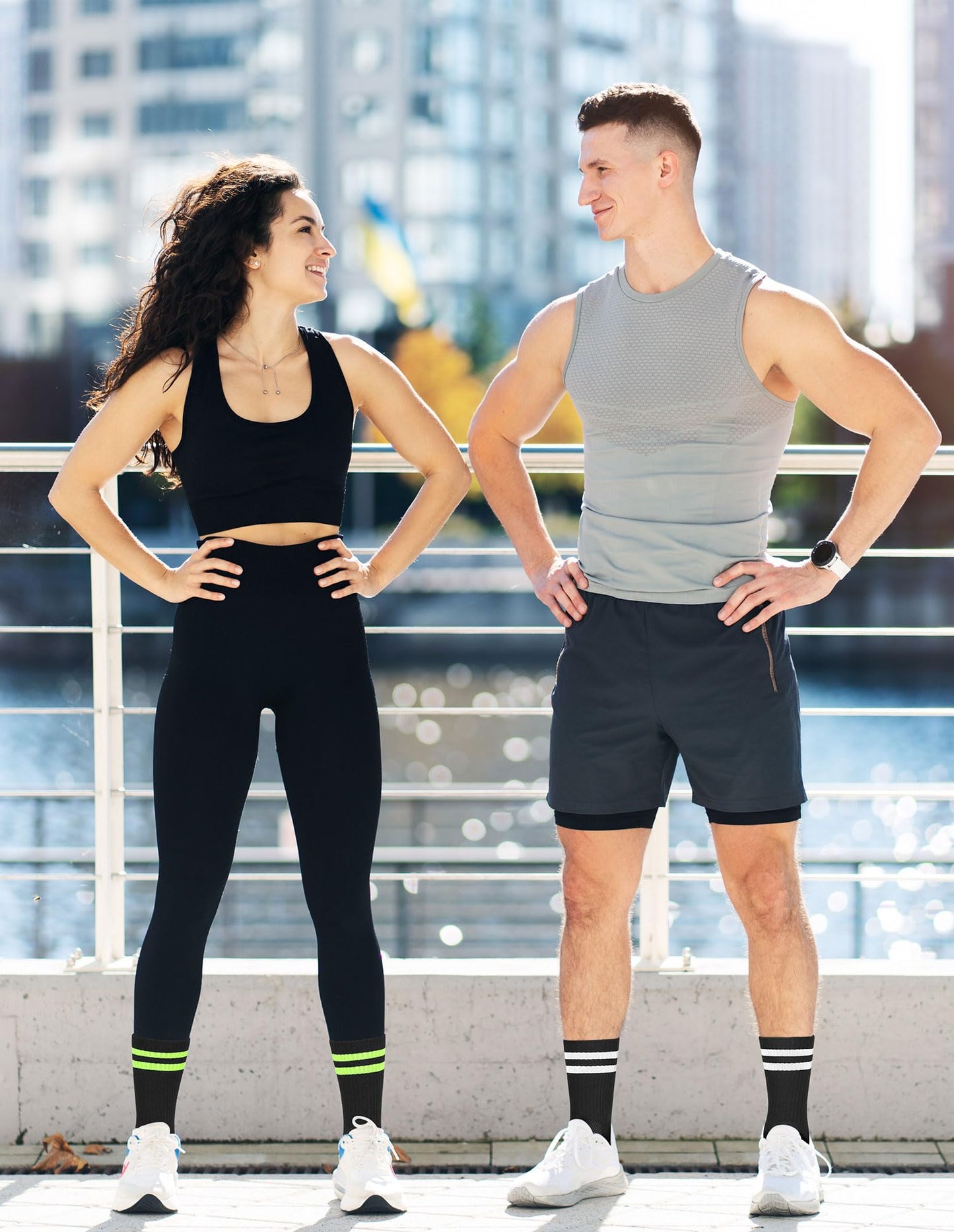 Airacker Athletic Socks Sport Running Calf Socks Performance Cushioned Breathable Crew Socks for Men Women(6 Pairs)