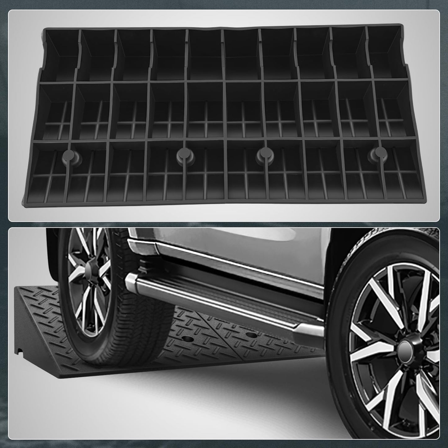 CAAP DRIVEN 2pcs 7.9 in. Rise 38.5" L x 19.6" W Heavy-Duty Rubber Arrow Curb Ramps, Bridge Ramp for Driveway, Wheelchair, Cars CAAP-TOLS-LRAMP-385-CX2
