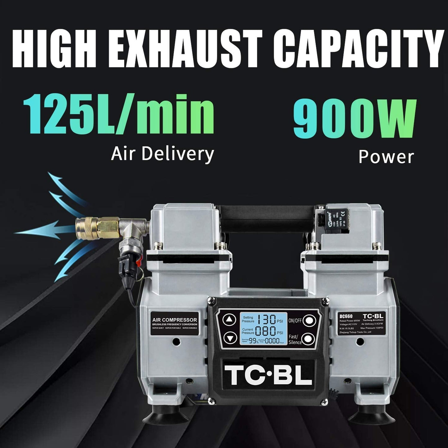 TC·BL Portable Air Compressor 110V,Ultra Quiet Air Compressor Oil Free and Lightweight Small Air Pump