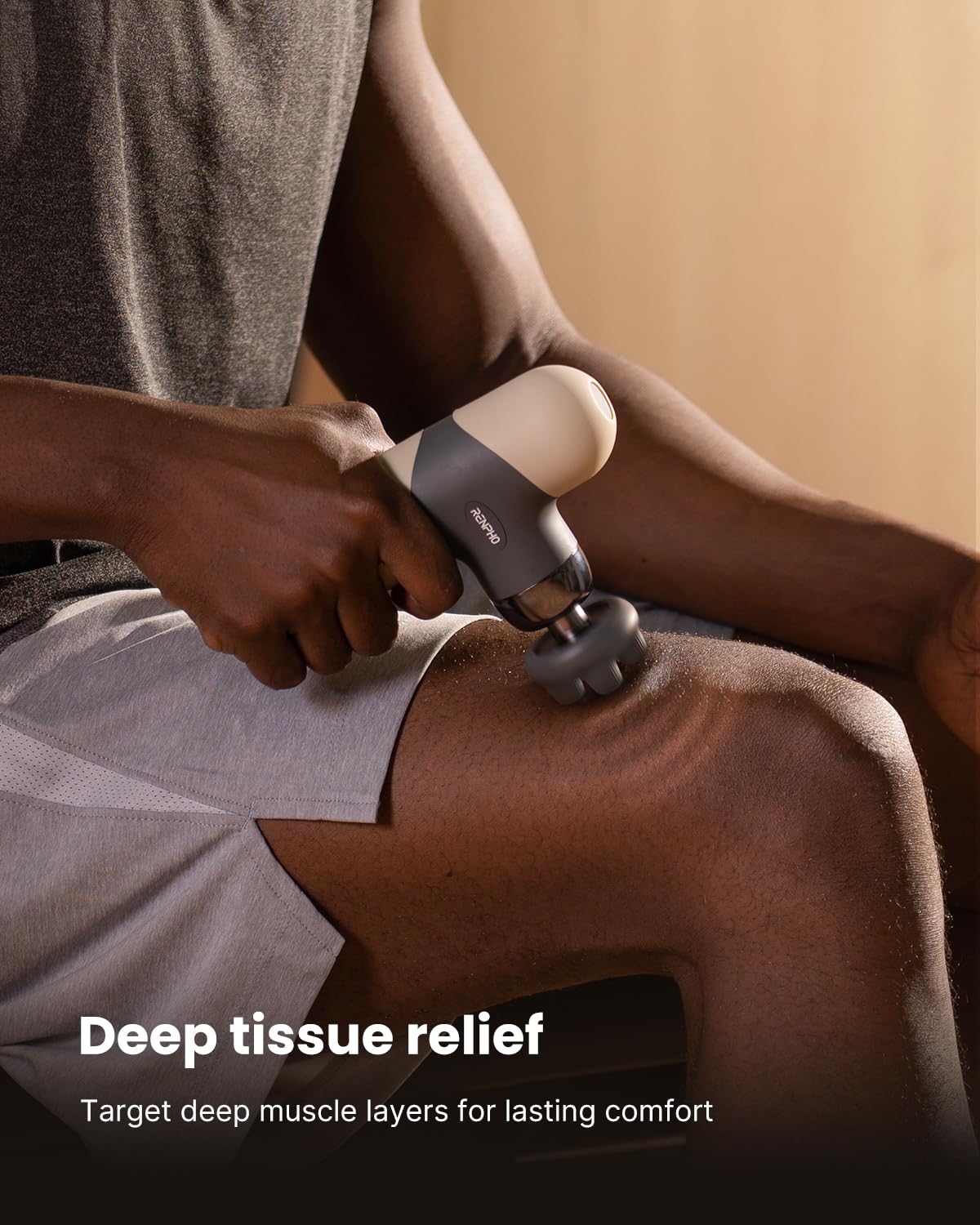 RENPHO Mini Thermal Massage Gun with Heat, Fathers Day Dad Gifts, Portable Deep Tissue Percussion Massager with 4 Heads for Neck & Back Comfort, Ultra-Quiet for Home, Office & Travel, Carry Case