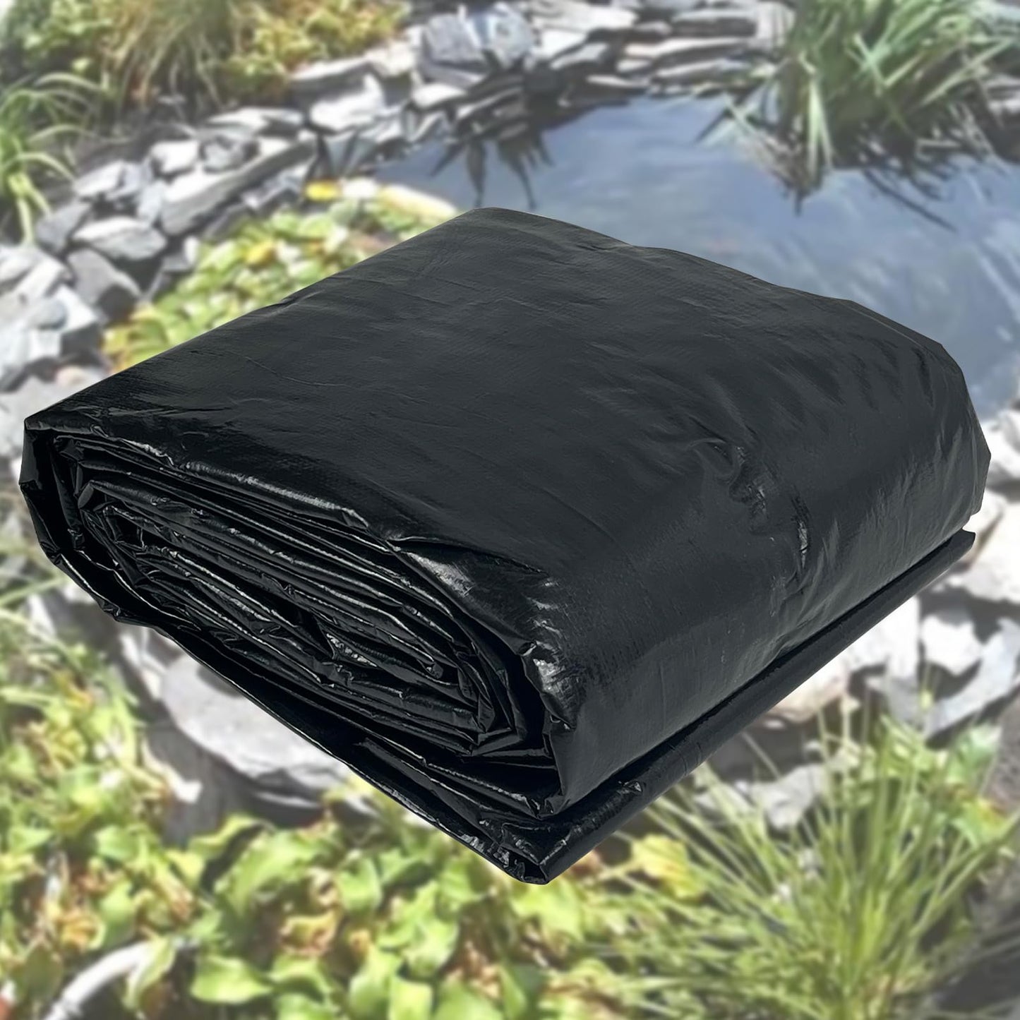 yeezoo 25x30FT Reinforced Large PE Pond Liner, KOI Pond Liners for Outdoor Ponds, Enhanced 5-Layer Structure Pond Liner for Fish, Duck, Garden Raised Bed and Waterscape Pond(0.63oz/sq ft Thickness)