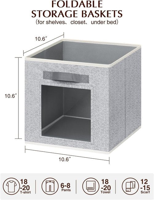 Homsorout Storage Bins - Large Fabric Boxes with Lids | 3/6 Pack Cube Organizers for Shelves